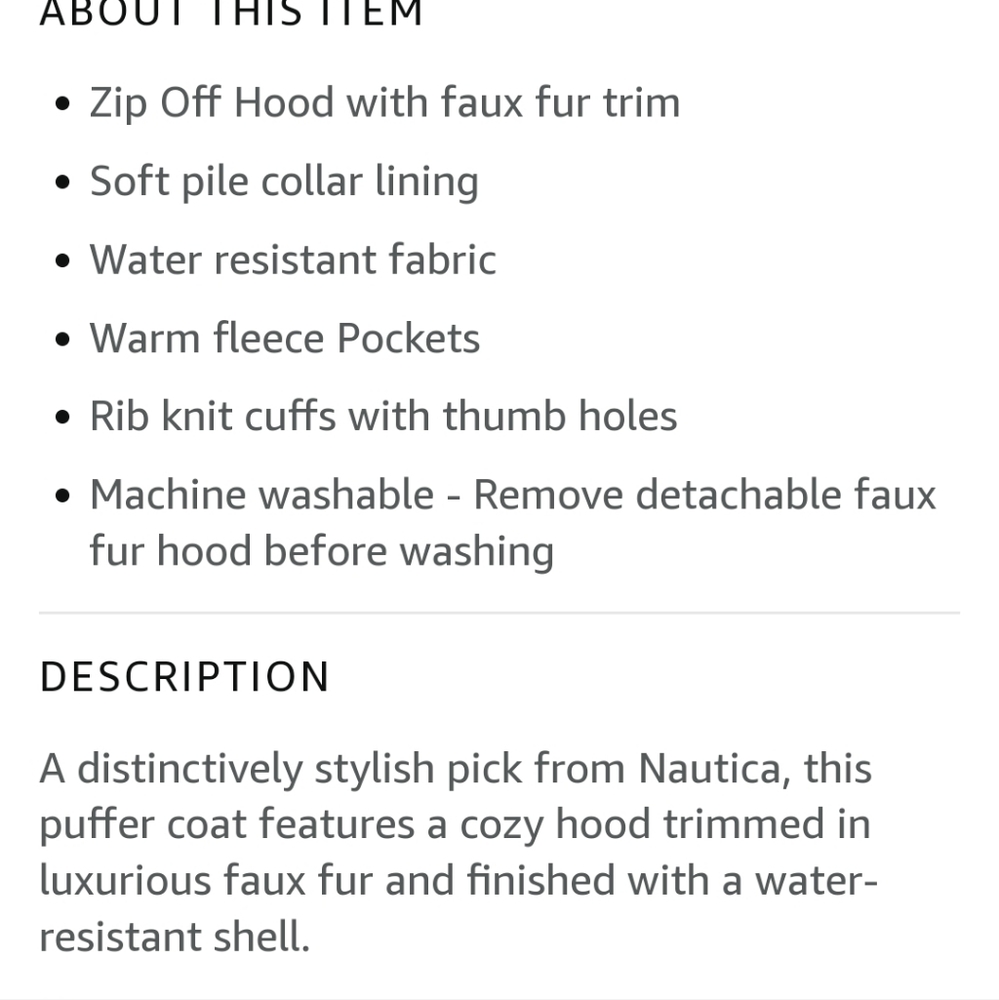 Nautica Jackets With Fur Detachable Hoods Last One Black XS New with Tags - Picture 9 of 15